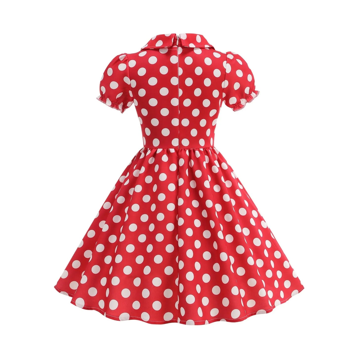 New Fashion Kids Dress For Girls Polka Dot Short-sleeved Children Dress With Baby Collar Daily Girls Casual Costume