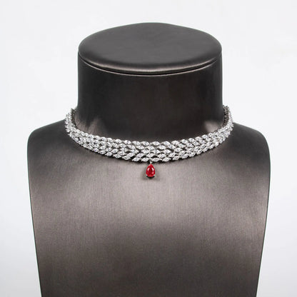 Luxury Necklace Pendant Water Drop Jewelry Necklace Earrings Graduation Dress Versatile Set Party Event Wedding S-589