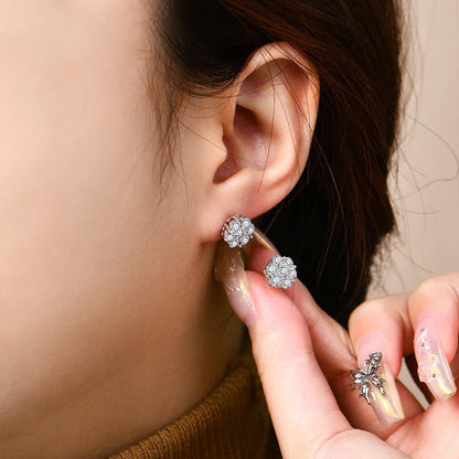 Round Cut 2.5mm 3.0mm Moissanite Diamond Earring Flower shape D VVS1 Color 925 Silver Pure 10k 14k Au750 Gold for Women