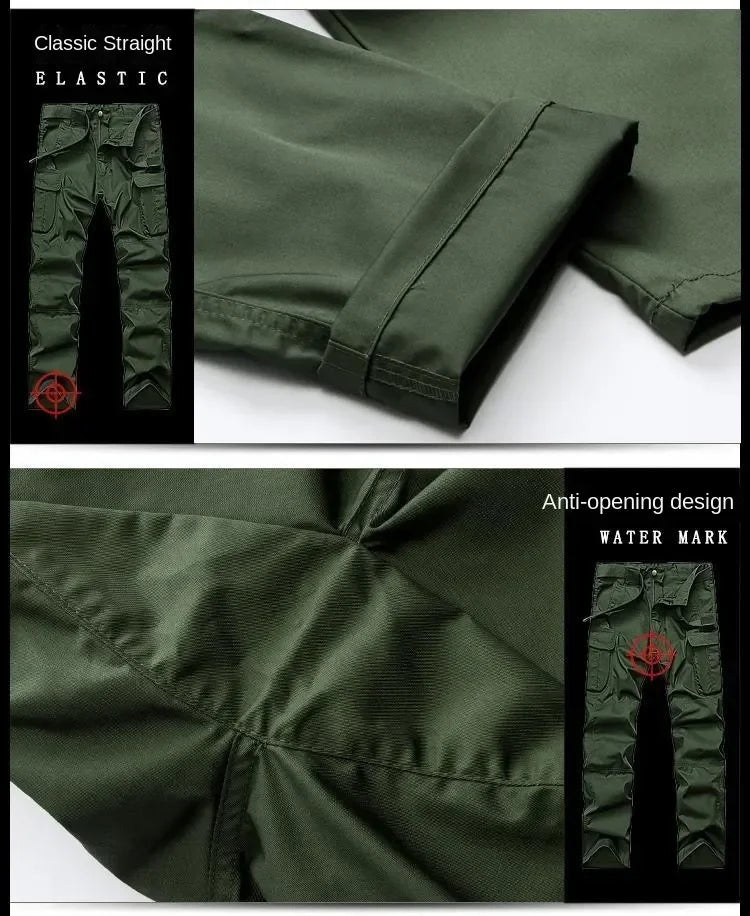 Summer Tactical Sets Mens Outdoor Breathable Multiple Pockets Combat Training  Long Sleeve Shirts Cargo Pants Suits Male