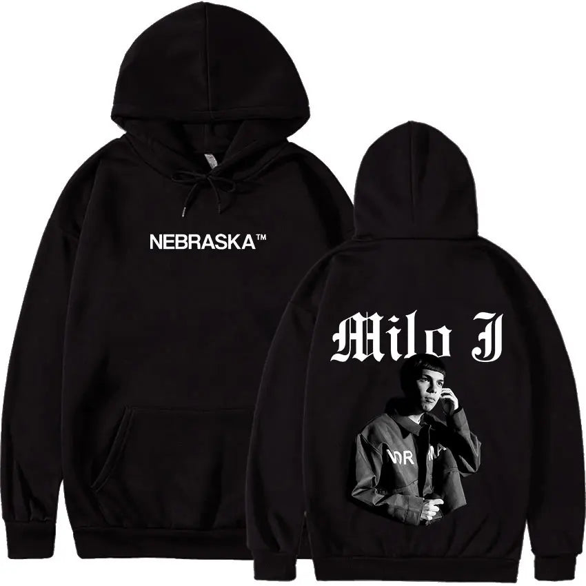 Rapper Milo J 166 Tour 2025 Album Graphic Hoodie Men Hip Hop Gothic Long Sleeve Sweatshirts Vintage Oversized Hoodies Streetwear