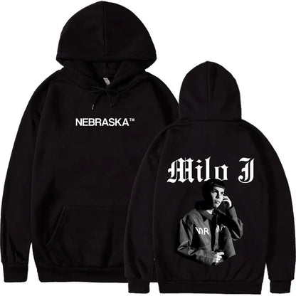 Rapper Milo J 166 Tour 2025 Album Graphic Hoodie Men Hip Hop Gothic Long Sleeve Sweatshirts Vintage Oversized Hoodies Streetwear