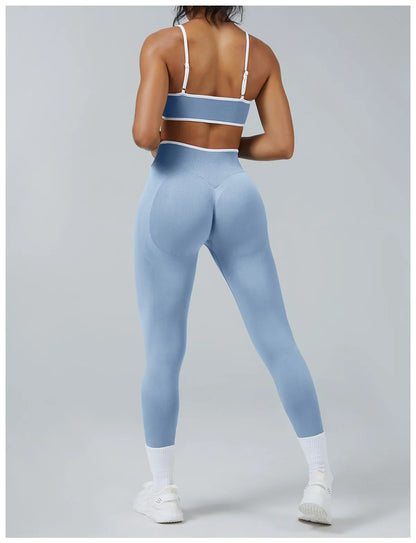 Seamless Yoga Set Women Gym Clothing Scrunch Bum Legging Sports Bras Padded Tank Top Workout Outfits Fitness Sportswear Suits
