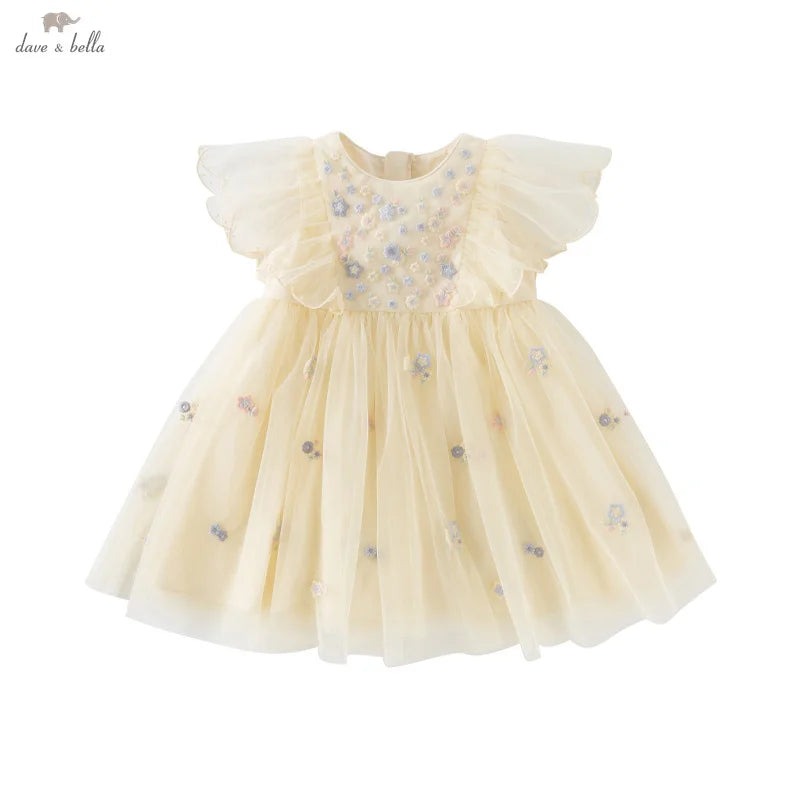 Summer Girls Baby Princess Dress Charm Elegant Cute Mesh Embroidered Floral Dress Party Gentle Outdoor DB2250967