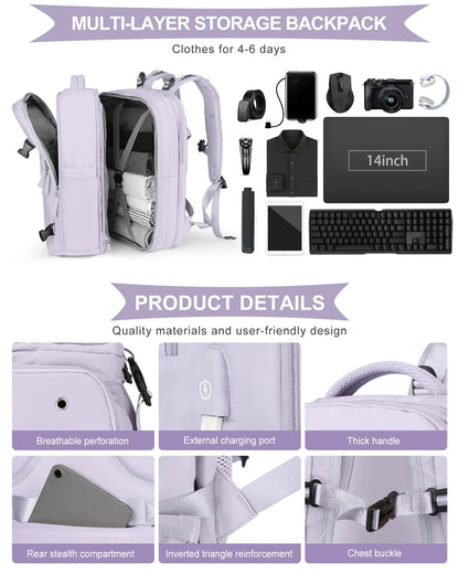 Travel Backpack for Women 40x25x17 Airplane Cabin Backpack Carry-On Luggage 14inch Laptop Backpack Casual Schoolbackpack