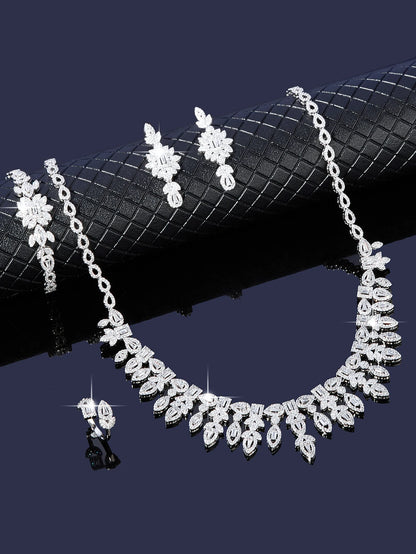 4pcs Bridal Cubic Zirconia Jewelry Sets For Women Party Luxury Dubai Nigeria CZ Crystal Wedding Jewelry Sets