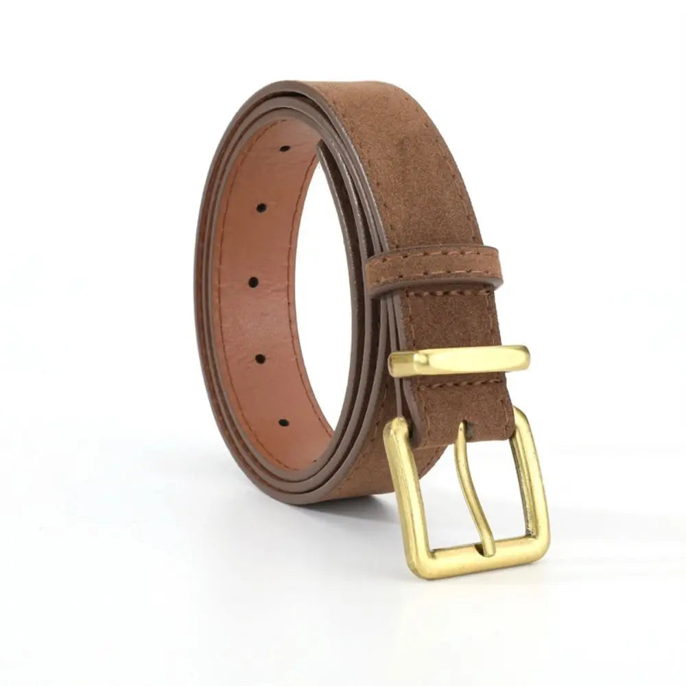 Women Suede Leather Belt Casual Versatile Business Waist Strap Belt Trendy Luxury Design Pin Buckle Waistbands