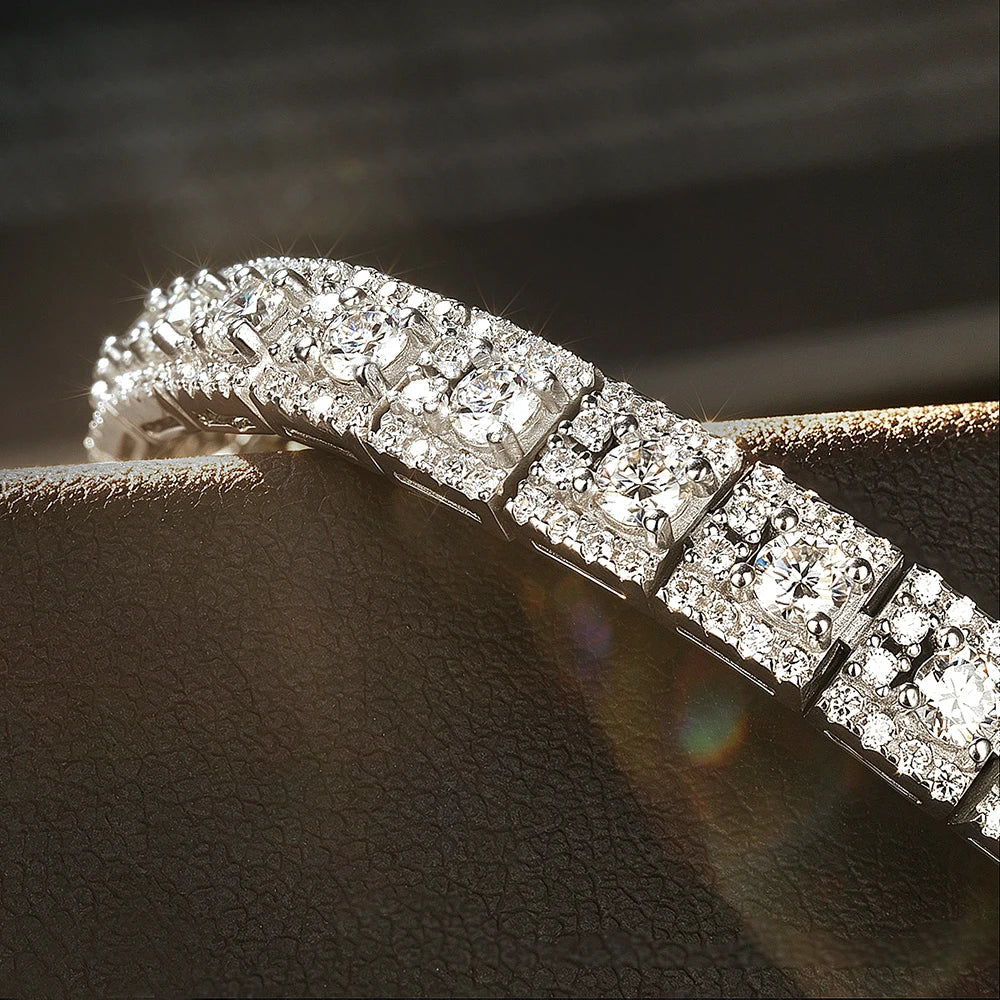 Full Moissanite Tennis Bracelet For Women S925 Sterling Silver Pear Pass Diamond Test Sparkling Luxury Fine Jewelry Gift