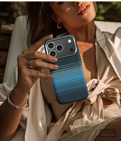 For Iphone 17 Pro Max / 17 Pro / 17 Magnetic Phone Case Carbon Fiber Pattern Magsafe Kevlar Pattern Shockproof Pc Hard Cover