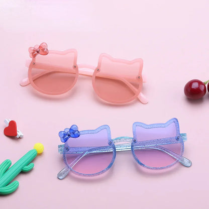 Kids Sunglasses Girls Boys Shiny Bowknot Sun Glasses Lovely Cat Children Eyewear Fashion Gradient Eyeglasses UV400