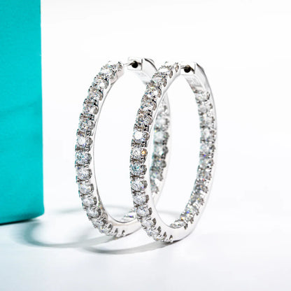 3mm 5.6cttw D Color Moissanite Big Hoop Earrings 925 Sterling Silver Luxury Huggie Earring For Women Jewelry Wholesale
