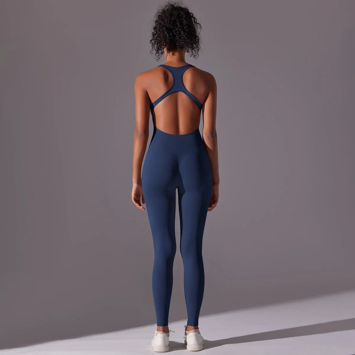 Backless Yoga Bodysuit Women Sports Jumpsuit Fitness Sportswear Workout Set Solid Color Seamless Butt Lifting Yoga Bodysuit