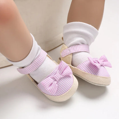 Summer Girl Baby Casual Sandals Soft Sole Comfortable Lightweight Walking Shoes Bow Canvas Baby Shoes