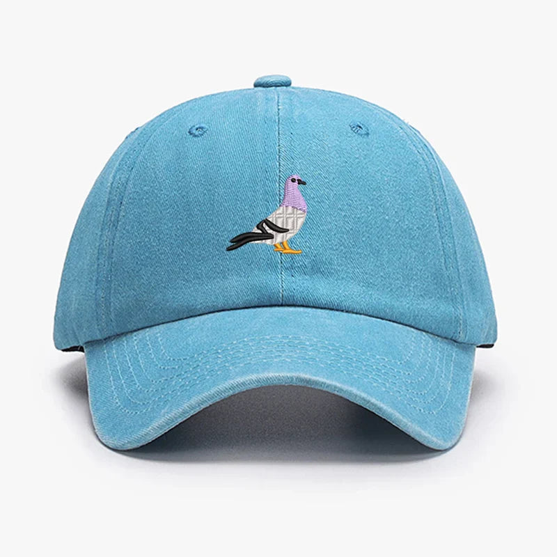 Embroidery Pigeon Design Spring vintage Baseball caps Men Women Water Washed Sunscreen Sun Hat Sports Fishing Sunshade Dad Hat