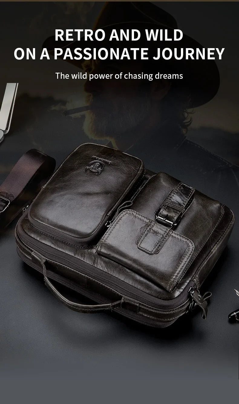 New Genuine Leather Men Crossbody Bag Male Briefcase Messenger Bag Casual Business Briefcase Style Men Shoulder Bag