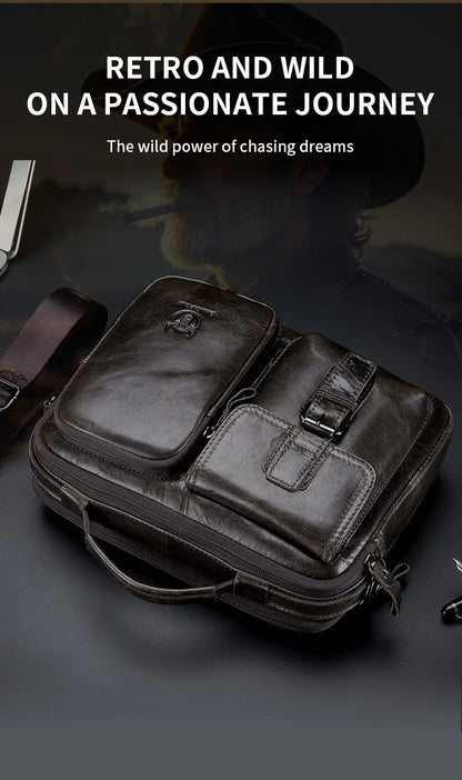 New Genuine Leather Men Crossbody Bag Male Briefcase Messenger Bag Casual Business Briefcase Style Men Shoulder Bag