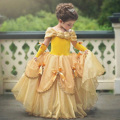 2025 Belle Costume for Girl Carnival Party Princess Dress Children Deluxe Beauty Ball Gown Kids Anna Belle Cosplay Elegant Dress
