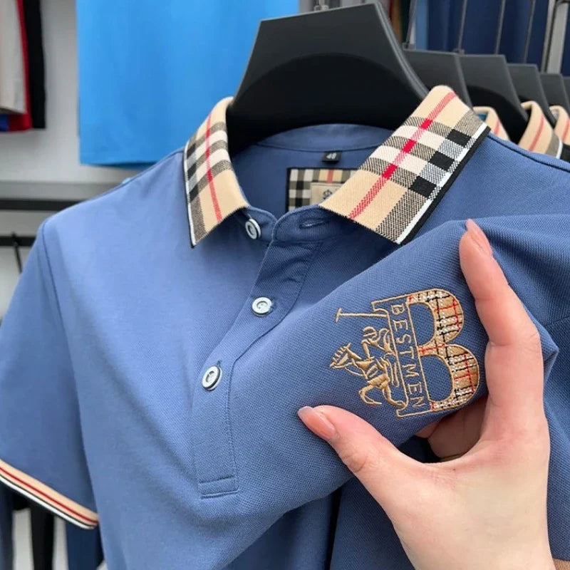 Luxury brand short sleeve men's polo shirt hot selling in summer classic embroidery high-end breathable cotton golf top T-shirt