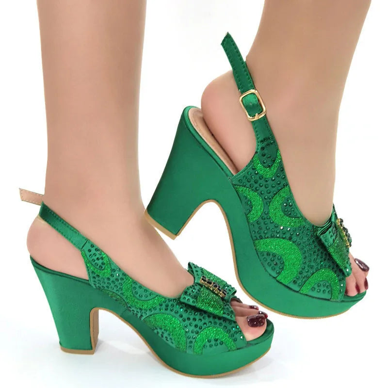 Designer Black Heels Women Sandals Summer 2022 Platform High Heel Fashion Floral Rhinestone Wedding Party Women Shoes