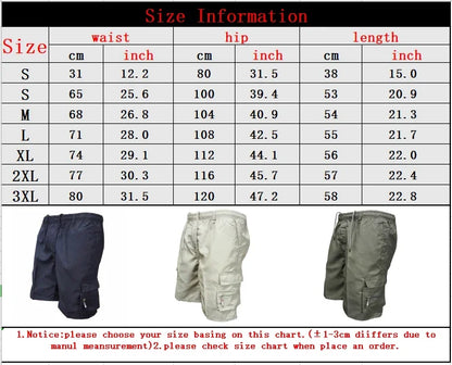 Outdoor Cargo Shorts Male Overalls Elastic Waist Cycling Shorts Multi-pockets Loose