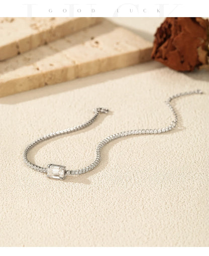 1CT Emerald Cut D Color Moissanite Tennis Bracelet 925 Sterling Silver Wedding Elegant Bracelets For Women Daily Jewelry