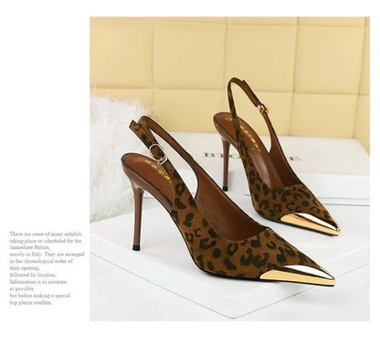 European American Style Metal Pointed High Heels Slim Heels Super High Heels Light Mouth Back Tripping And Banquet Single Shoes