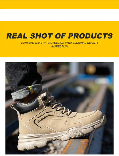 Fashion Men Boots Safety Shoes Men Work Shoes High Top Protective Safety Boots Man Anti Smash Anti-Stab Safety Work Shoes Men