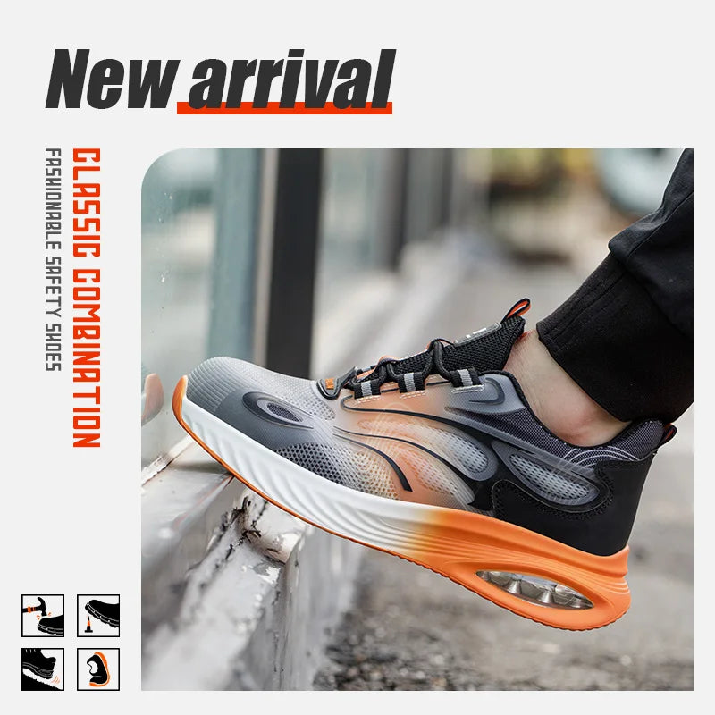 Light And Soft Cushioned Men's Safety Shoes, Anti Smash And Anti Puncture Comfortable And Breathable Work Shoes