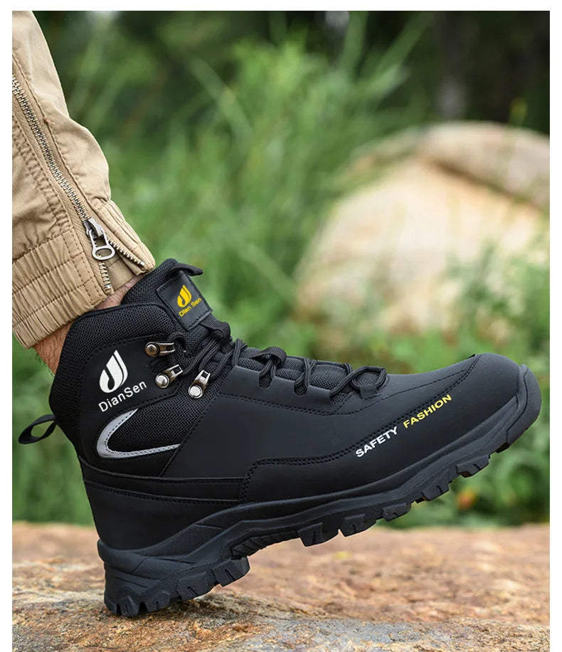 Mens Safety Shoes With Steel Toe Waterproof Boots Puncture Proof Anti-smash Mens Outdoor Work Sneakers Construction Work Shoes