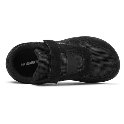 Kids Wide Toe Barefoot Shoes Little/Big/Kid Hook Loop Minimalist Sneakers Artificial Leather Mesh Lightweight Shoes