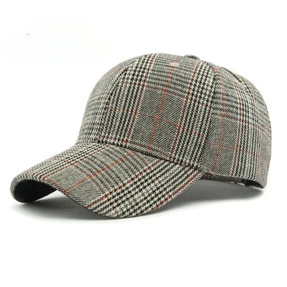Spring Autumn Women's Baseball Cap Cotton Classic Checkered Snapback Hat Men Women British Style Hard Top Sunshade Hat