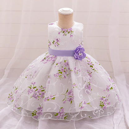 Summer Pink Flower Dress For Girls Kids Clothes Party Wedding Bridesmaid Girl Dresses Birthday Children Clothing Costumes 3 10 Y