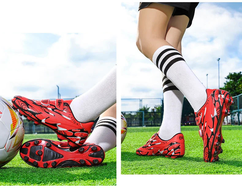 New Hot Kids Soccer Shoes School Football Boots Boys Girls Cleats Grass Sneakers Child Outdoor Athletic Training Sports Footwear