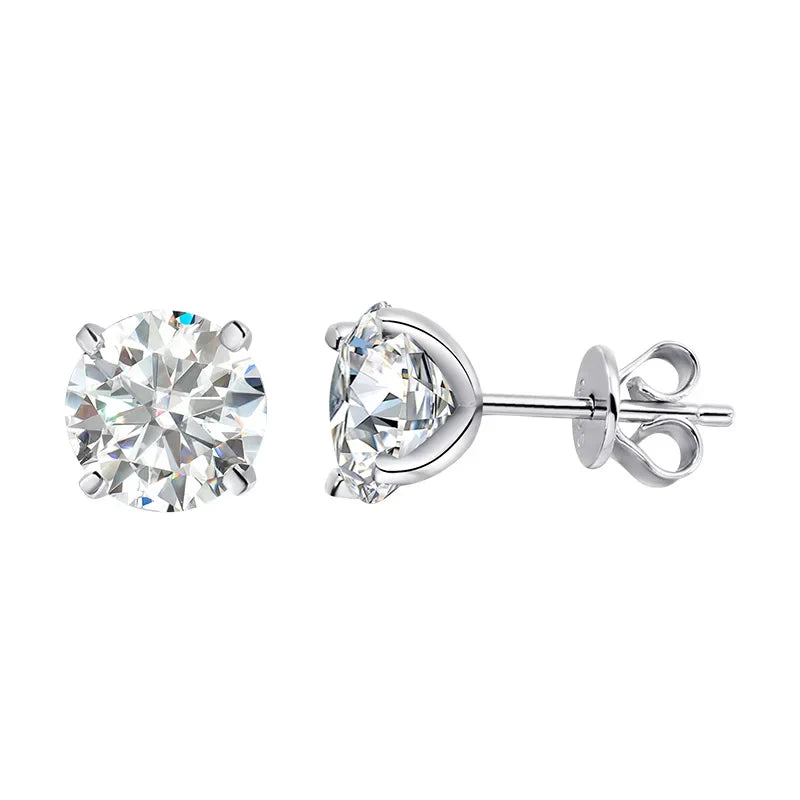Real 0.2CT-3CT D Color Moissanite Four Claws Stud Earrings For Women Top Quality 100% 925 Sterling Silver Wedding Jewelry