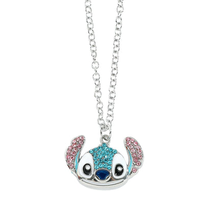 Stitch Cartoon Pendant Necklace Cute Filled Rhinestones Jewelry Personality Sweater Chain Gift for Fashion Lovers