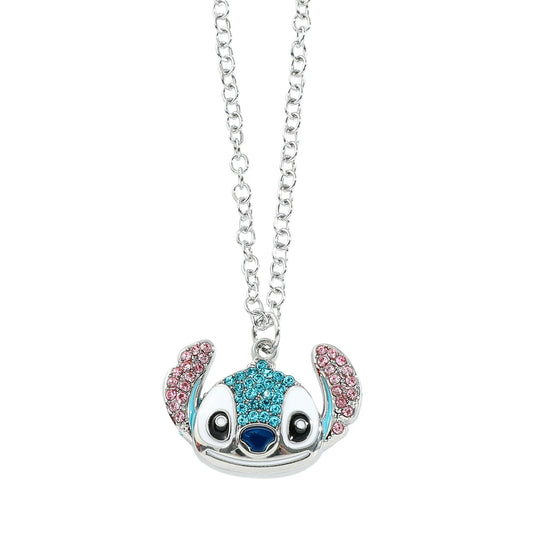 Stitch Cartoon Pendant Necklace Cute Filled Rhinestones Jewelry Personality Sweater Chain Gift for Fashion Lovers