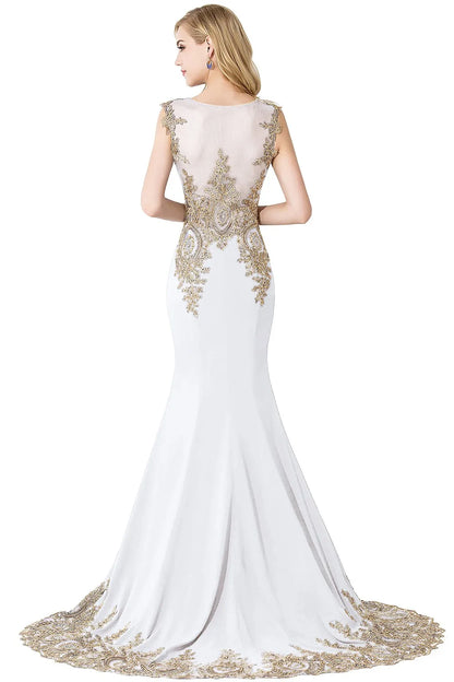 Vestidos de Baile Sereia de Renda Transparente, Luxuosos Apliques, Bordados, Missangas, Vestidos de Noite Ilusão, Vestido de Festa Longo