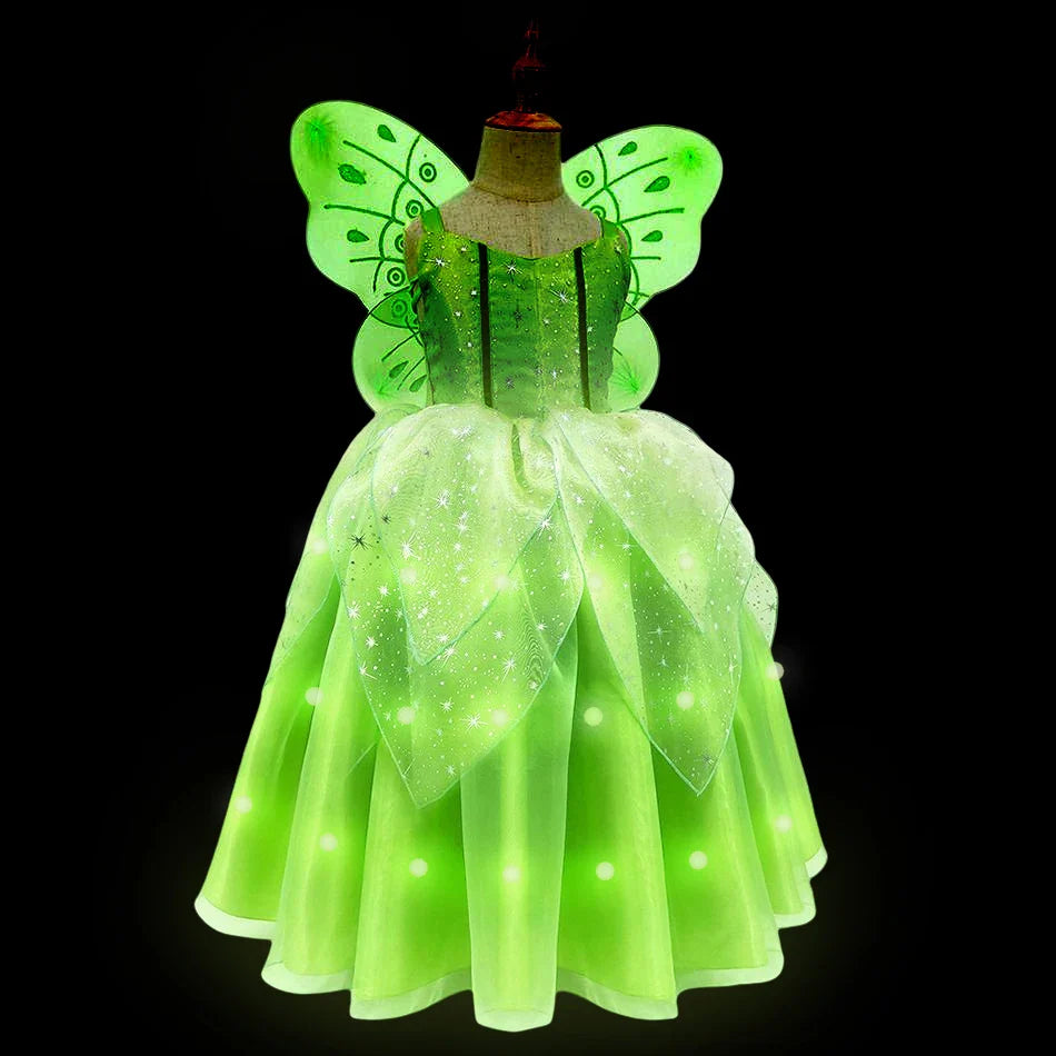 2025 Evening Party Girls LED Lights Elsa Anna Kids Princess Dress Coslplay Halloween Luminous Prom Gowns