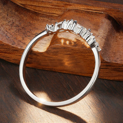 D VVS1 Marquise Cut Moissanite Wedding Rings for Women s925 Sterling Silver 18k White Gold Plated Eternity Band Gift
