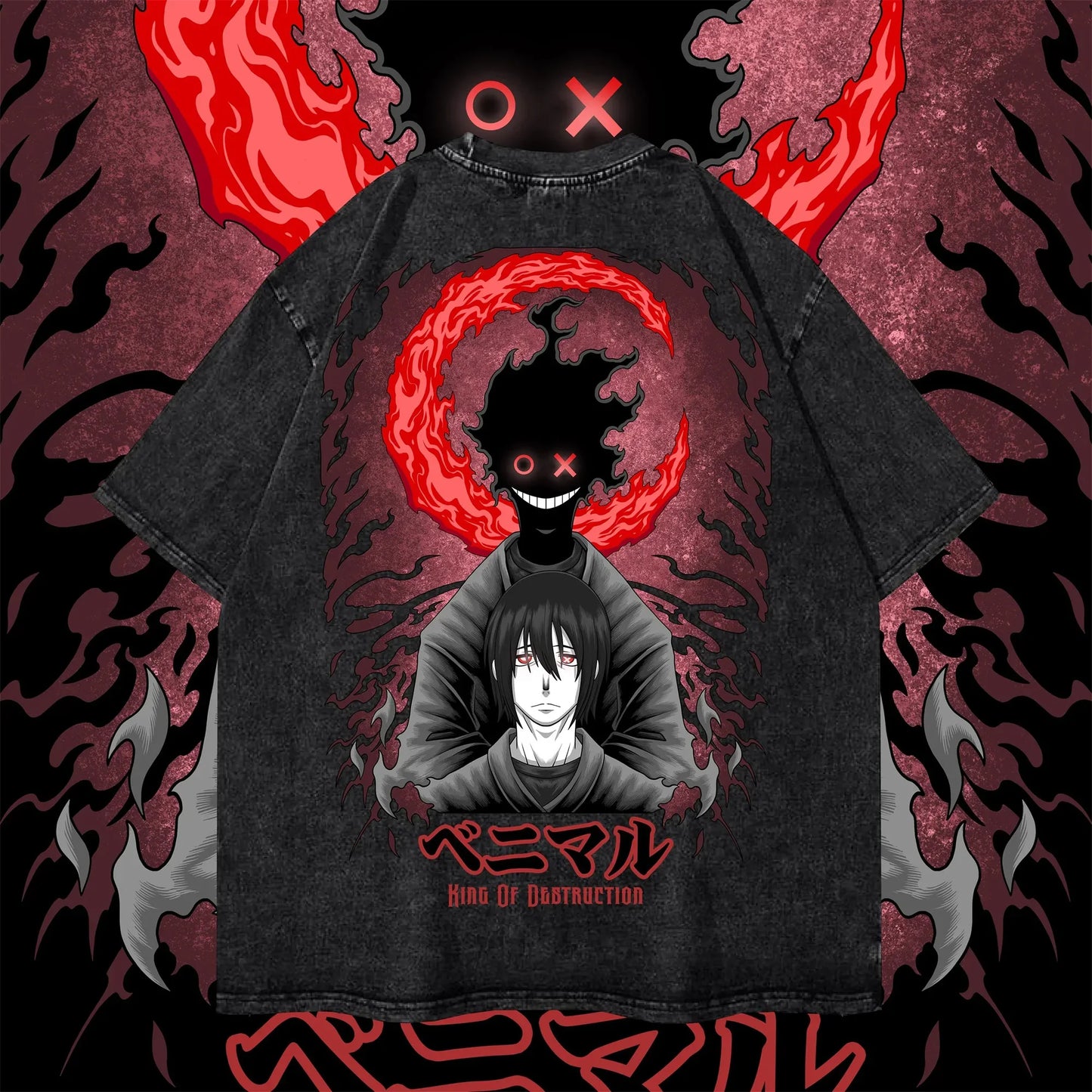 Anime Fire Force Benimaru T-shirt Women's and Men's Vintage Washed Cotton T Shirt Summer Harajuku Streetwear Men Tops Clothing