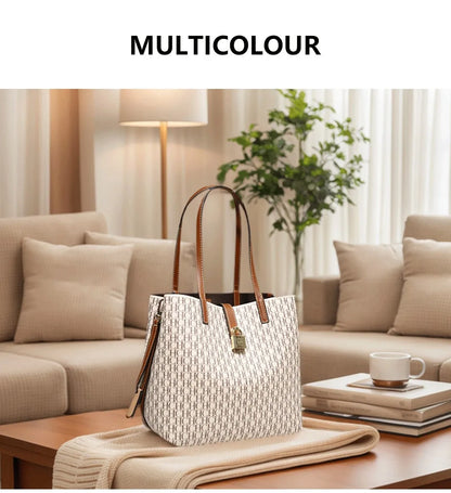 Premium Versatile Leather Crossbody Bag Ladies Large Capacity Daily Commuter Tote Bag Letter Print Design Ladies Fashion