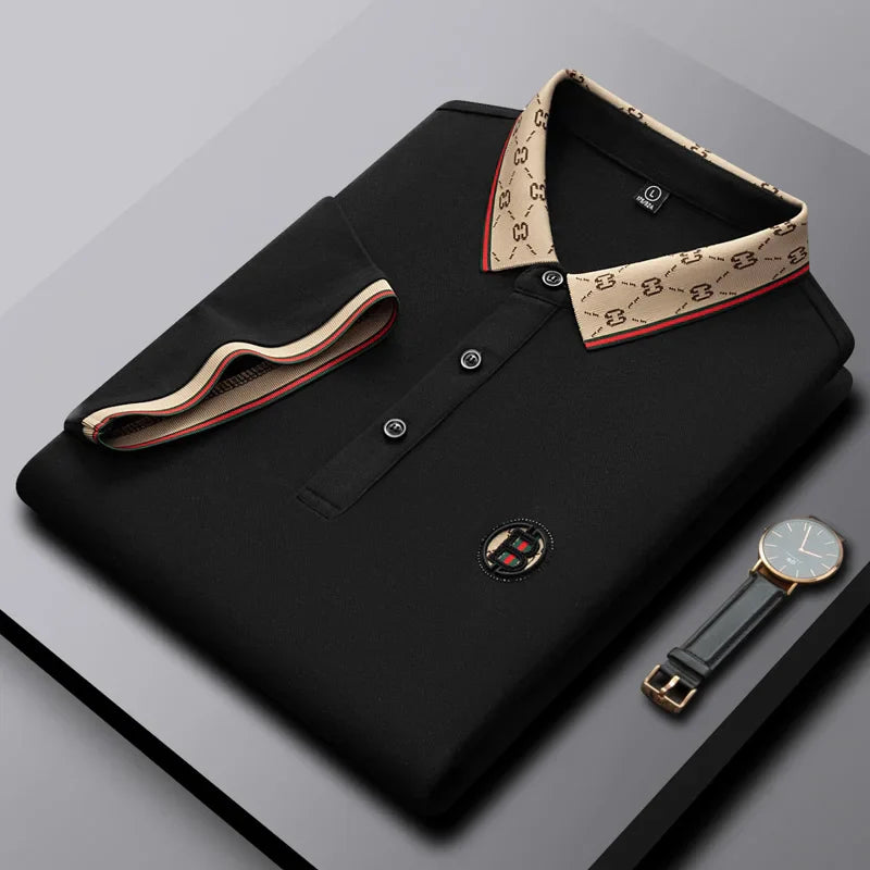 2025 New Summer Men's Business Leisure High end Fashion Boutique Embroidery Original Design Top Short sleeved Polo Shirt