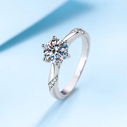 1ct - 3ct Moissanite Ring 925 Sterling Silver with Gold Plated Diamond Engagement Wedding Band Fine Jewelry For Women