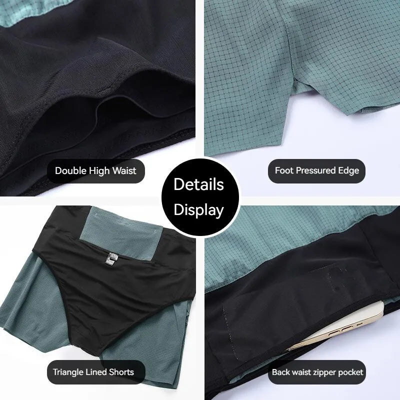 Marathon Running Shorts Men 2 In 1 Quick Dry Workout Training Fitness Jogging