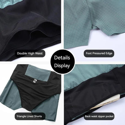 Marathon Running Shorts Men 2 In 1 Quick Dry Workout Training Fitness Jogging