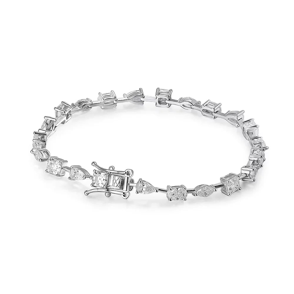 6.3 - 8.1ct Moissanite Tennis Bracelets for Women Men D VVS1 Lab Grow Diamond s925 Sterling Silver Plated 18k Bracelet