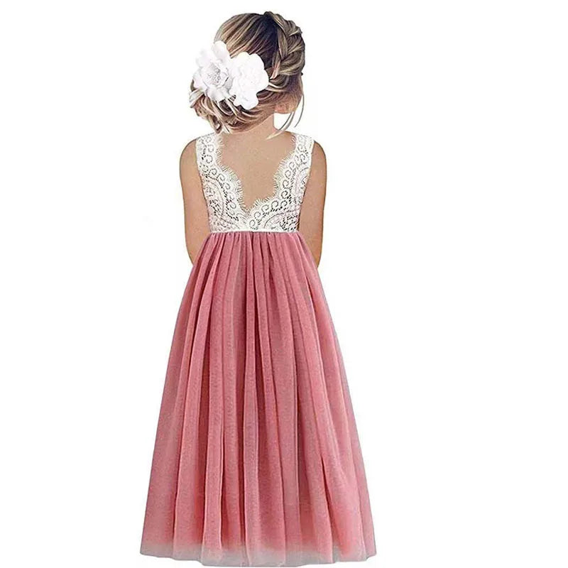 Vestido de Dama de Honra para Bebê Crianças Verão Princesa Festa Renda Casamento Aniversário Vestidos Roupa Infantil 2 4 6 8 10 12 14