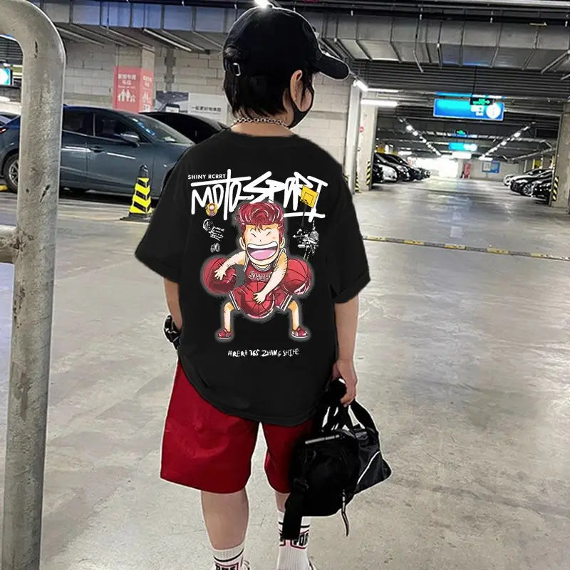 Shohoku Cotton Boys Clothes Sets Summer T-Shirt + Short Pants 2PCS Sport Basketball Kids Clothing Children Outfits 6 8 10 12 14