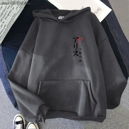 Arisu Seven of Heart Hoodie Anime Alice In Borderland Sweatshirt Spring/Autumn Winter Clothes Harajuku Pullover Men Graphic Tops