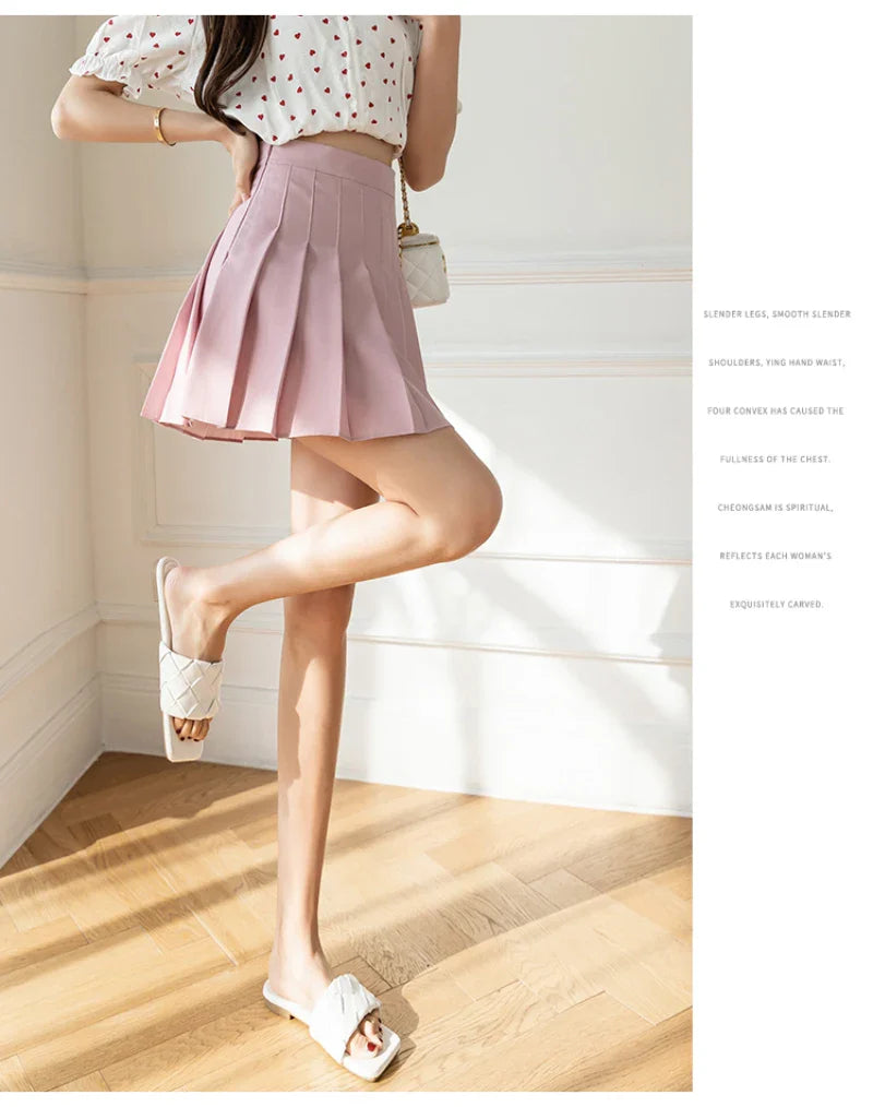 White Women Pleated Skirts Summer High Waist Zipper Girls Dancing JK Mini Skirts Black Fashion Student A Line Faldas 2023